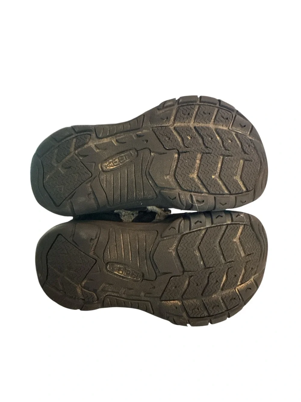 Keen Kids Black and Tan Faux-Fur Strap Sandals